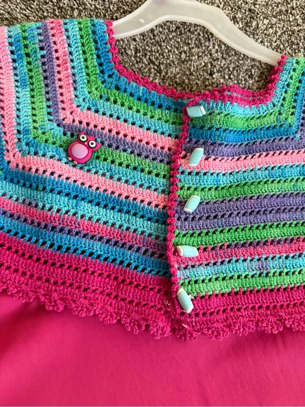 Handmade Girls Crochet & Fabric Dress – Size 4–6 Years – One of a Kind